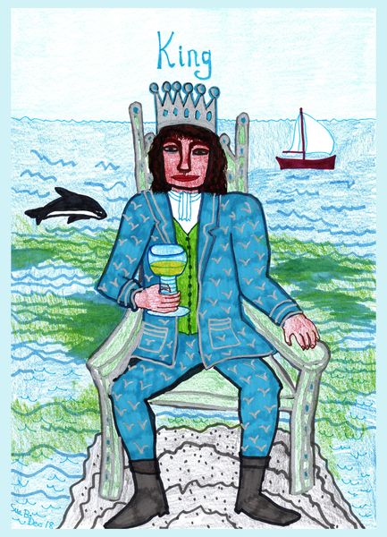 Tarot of the Younger Self: King of Cups. 
		A drawing by Sushila Burgess.