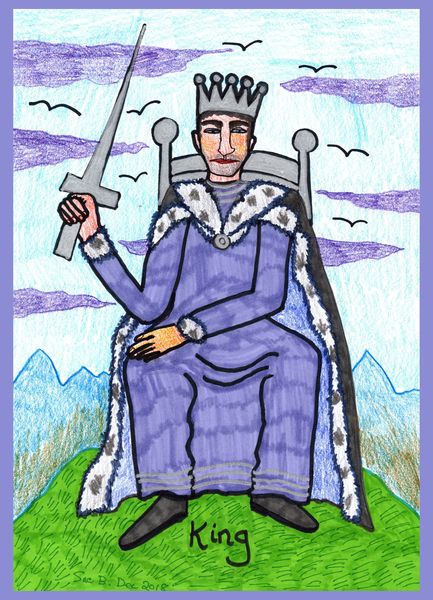 Tarot of the Younger Self: King of Swords. 
		A drawing by Sushila Burgess.