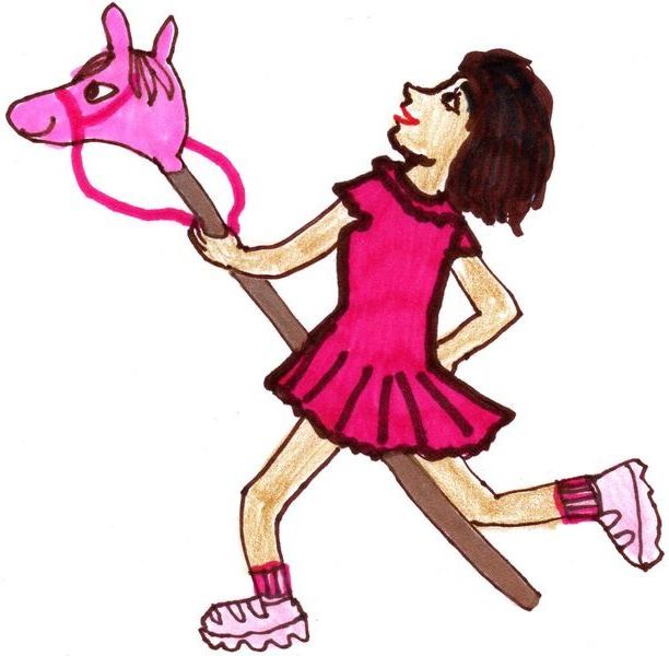 Ride a Toy Horse 1. A drawing by Sushila Burgess.