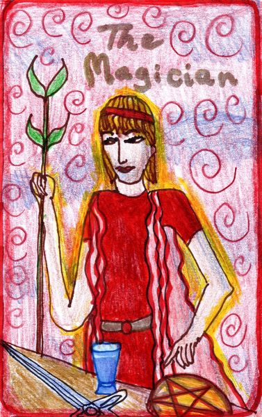 The Glowing Tarot Major Arcana 1. A drawing by Sushila Burgess.