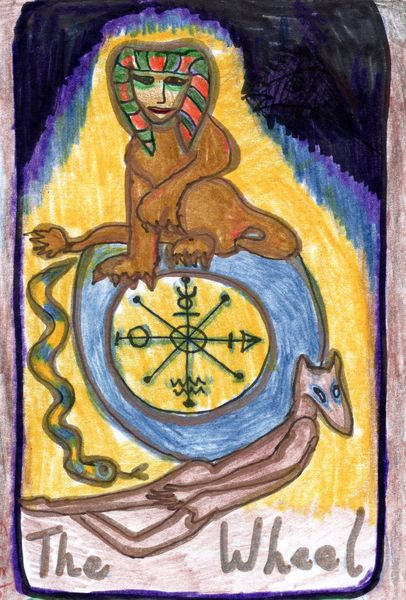 The Glowing Tarot Major Arcana 10. A drawing by Sushila Burgess.