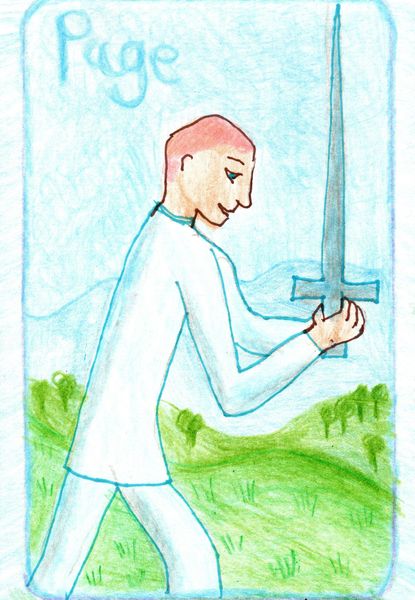 The Glowing Tarot Swords 11. A drawing by Sushila Burgess.