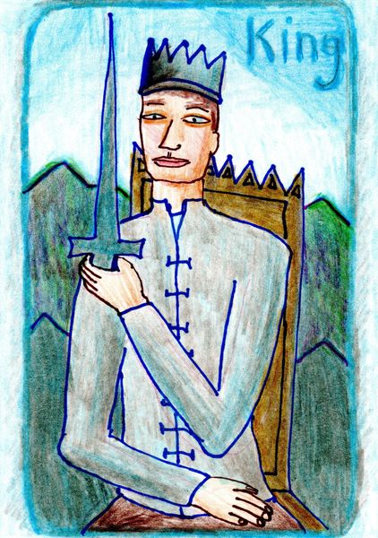 The Glowing Tarot Swords 14. A drawing by Sushila Burgess.