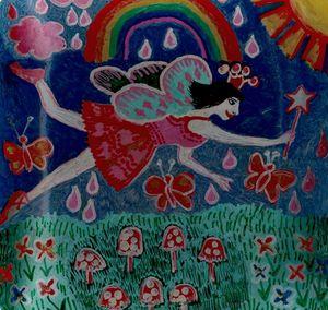 Toadstool fairy. A painting by Sushila Burgess.