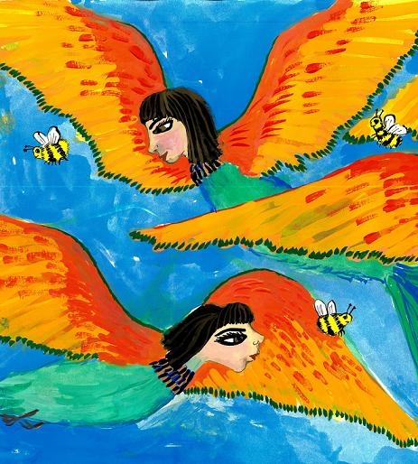 Detail 1 of Bird People: Little Green Bee-Eaters of Upper Egypt. By Sushila Burgess
