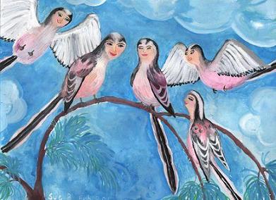 Bird People: Long-Tailed Tits by Sushila Burgess