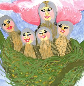 Detail of Bird People Chaffinch Family: the nest