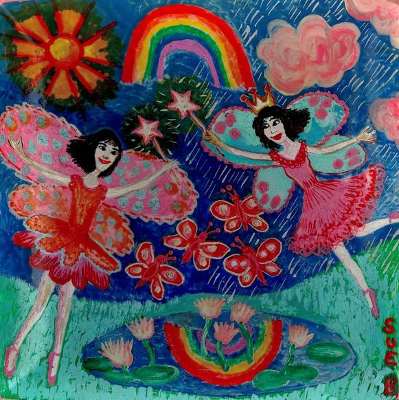 Lily Pond Fairies (2008, on ceramic plate)
