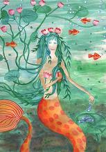 Lily Pond Mermaid with Goldfish Snack by Sushila Burgess