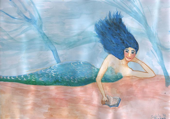 Mermaid Reading painting