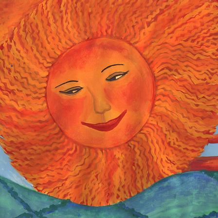 Sun God detail of Red Sky at Night by Sushila Burgess