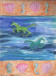 Sketch for White Horses on the Sea by Sushila Burgess