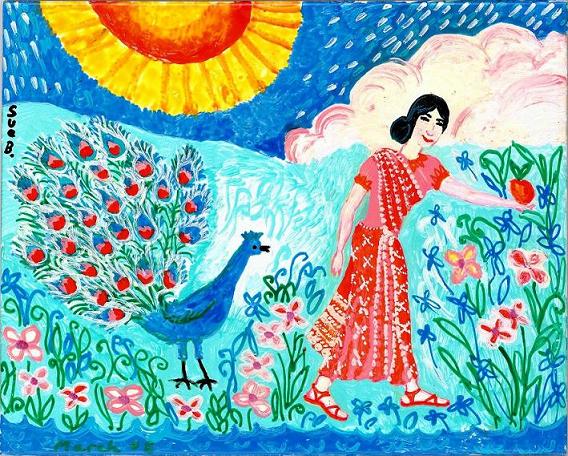 Peacock and Woman