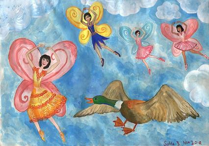 Duck Meets Fairy Ballet Class by Sushila (Sue) Burgess.