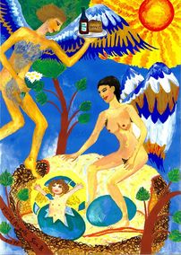 Feral angels. A painting by Sushila Burgess.