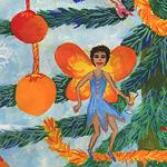 Detail of Merry Christmas Tree Fairies by Sushila Burgess: Blue Fairy