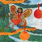 Detail of Merry Christmas Tree Fairies by Sushila Burgess: Orange Fairy