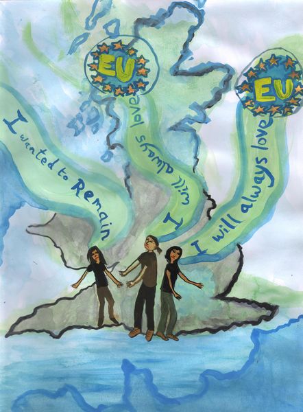 I Will Always Love EU. A painting by Sushila Burgess.